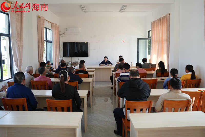 海南省劳动人事争议仲裁院工作人员向村民讲解法律知识。人民网记者 孟凡盛摄